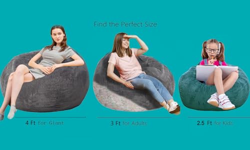 Faux Fur Bean Bag Chair for Adults with Filling, Blue J1419