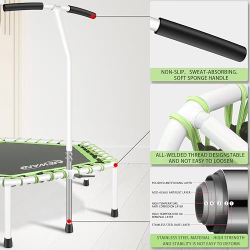 48'' Fitness Trampoline with Adjustable Handle Bar for Adults, 330 lbs Max H48964