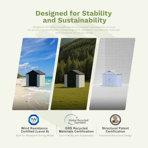 Patiowell 8 x 12 FT Plastic Outdoor Storage Shed with Floor, Window and Lockable Door F41822
