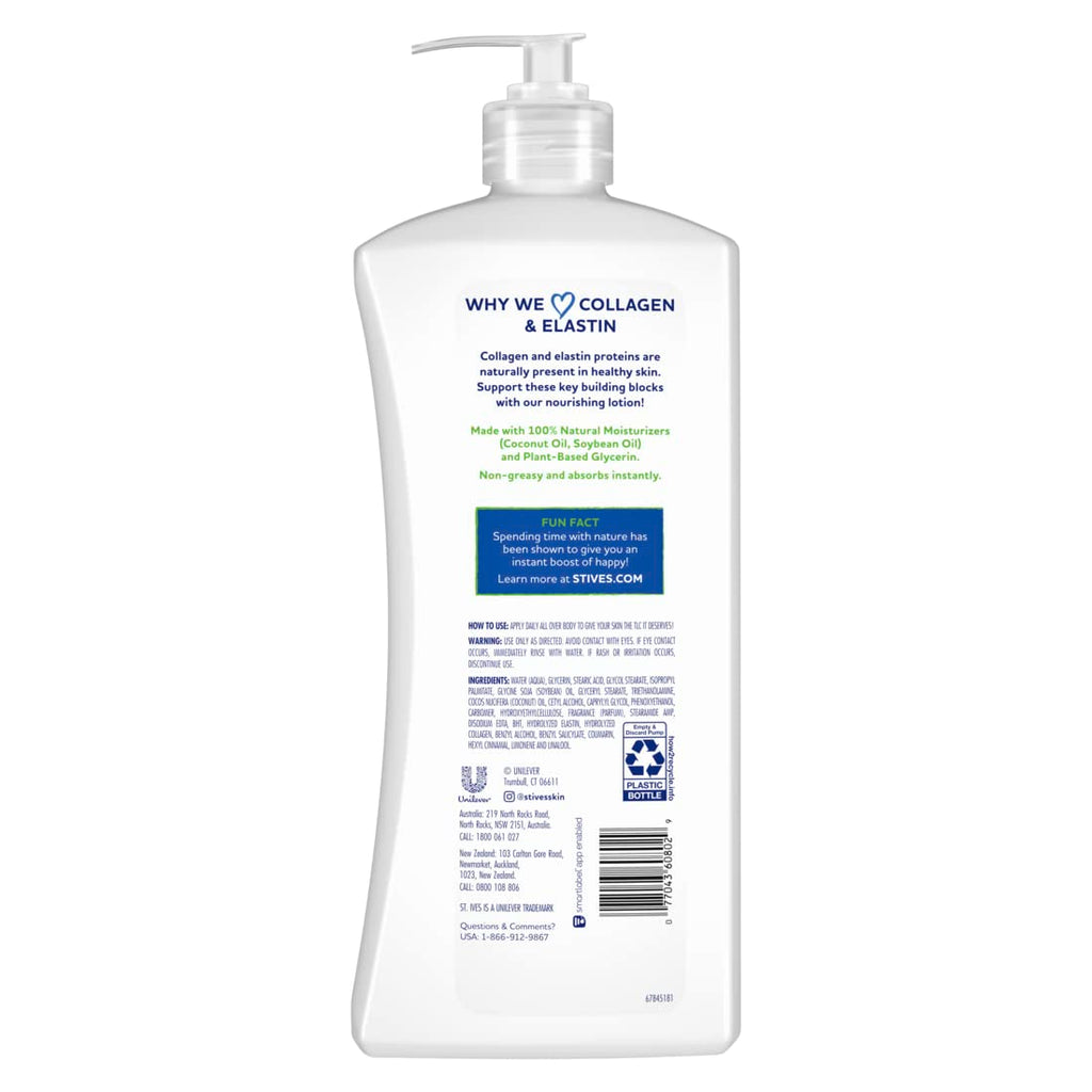 St. Ives Renewing Hand & Body Lotion with Pump, Collagen Elastin, 21 fl oz, 4 Pack D282