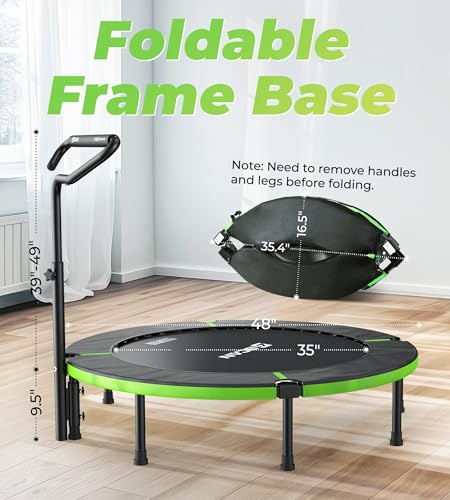 BCAN Foldable Mini Trampoline with Adjustable Foam Handle for Adults X4280