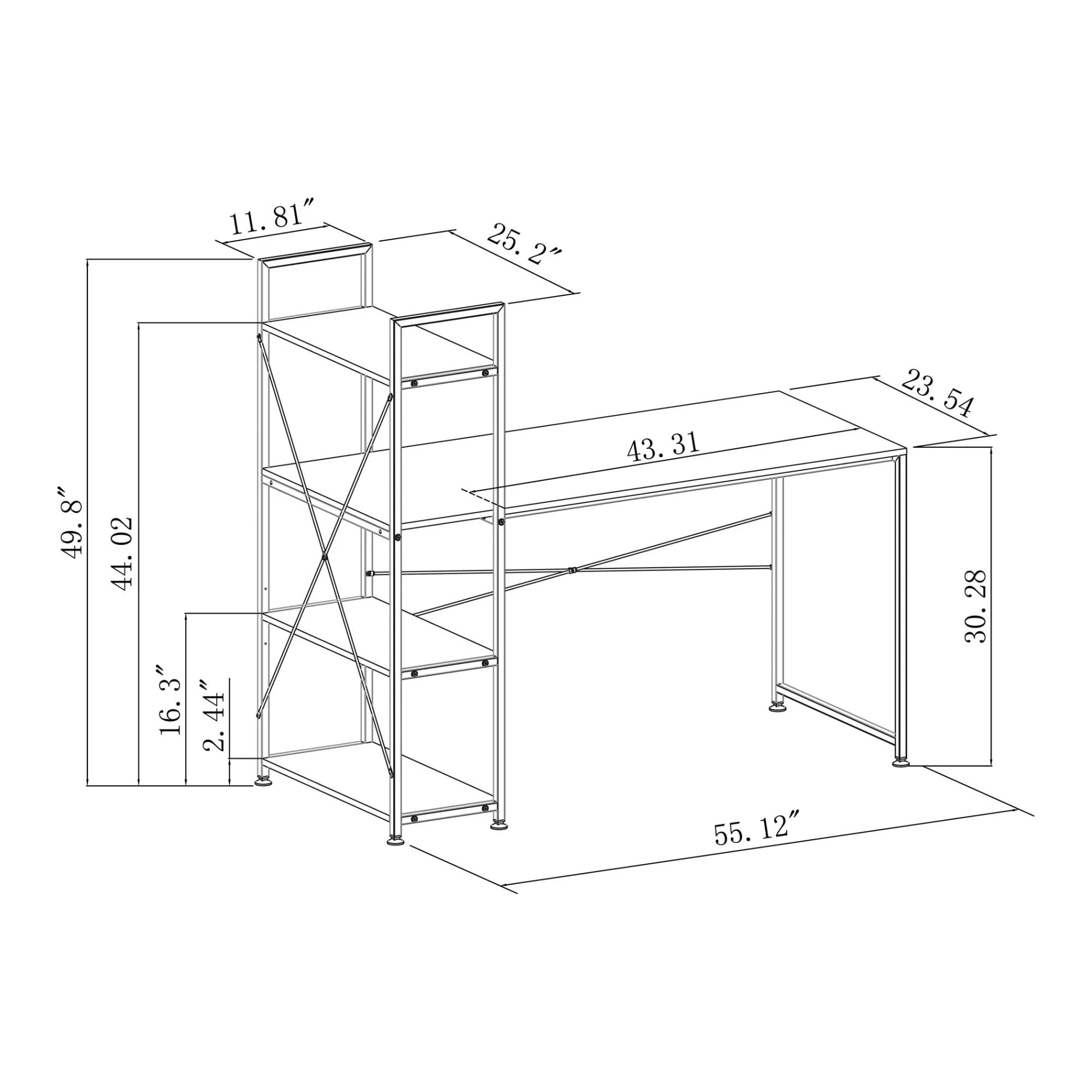 Realspace Trazer 56"W Computer Desk with Storage Shelves, Gray V6261