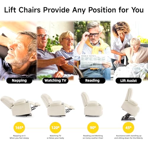 Large Power Lift Chair Recliner for Elderly with Heat and Massage, Dark Brown W500