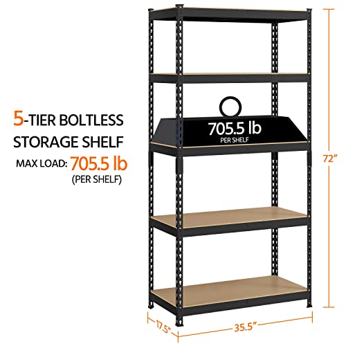 Yaheetech 5-Tier Heavy Duty Garage Shelving Unit, Adjustable Metal Storage Rack, Blue J339478
