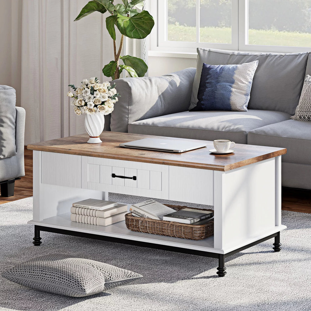 Wampat Farmhouse Coffee Table with Drawer P990