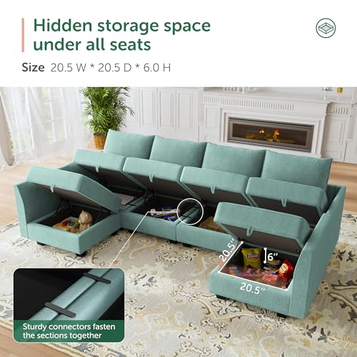 HONBAY Modular Sectional Sofa U Shaped with Storage, Grey G638