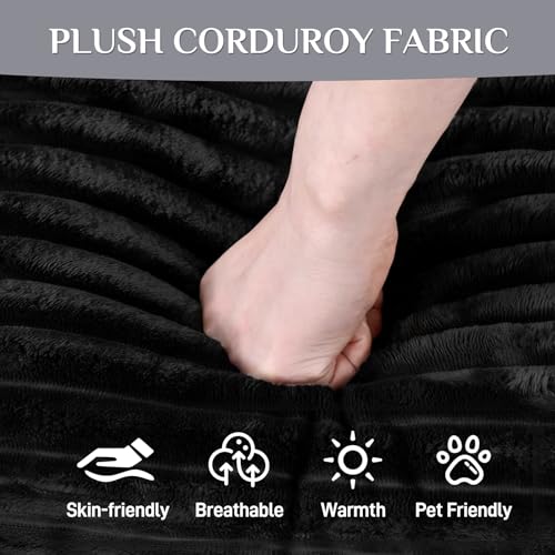 131" Modular Sectional Sofa Cloud Couch, Corduroy Memory Foam Black O10952