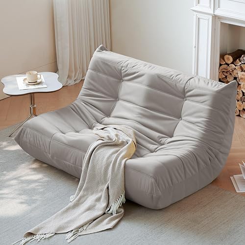 Bean Bag Chair for Adults Suede Microfiber Fireside Floor Chair 3-Seater Beige F151744