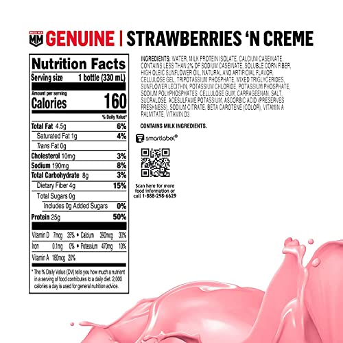 Muscle Milk Genuine Protein Shake, Vanilla Creme, 11.16 Fl Oz, 12 Pack N1974
