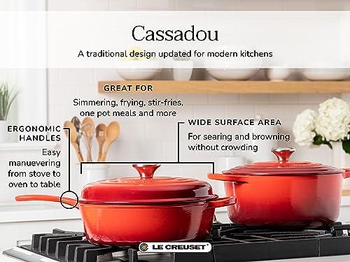 Le Creuset Enameled Cast Iron Signature Cassadou, 3.75 qt., White L5985