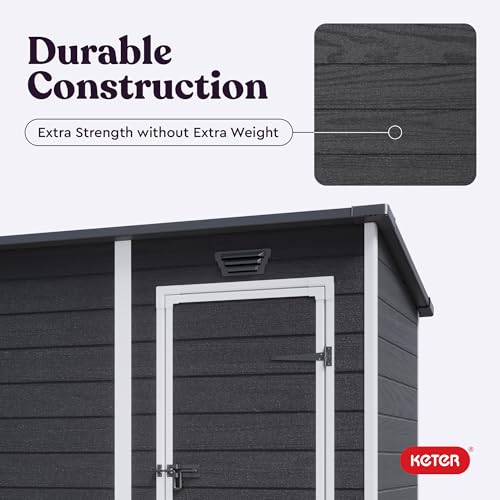 Keter Essential Shed 4x6 Resin Outdoor Storage Shed, Black and White K770