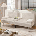 Shahoo Modern Linen Upholstered Convertible Futon Sofa Bed with Removable Armrests M32266