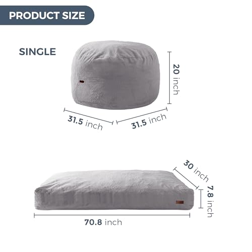 MAXYOYO Giant Bean Bag Chair Bed for Adults, Convertible Floor Sofa G466