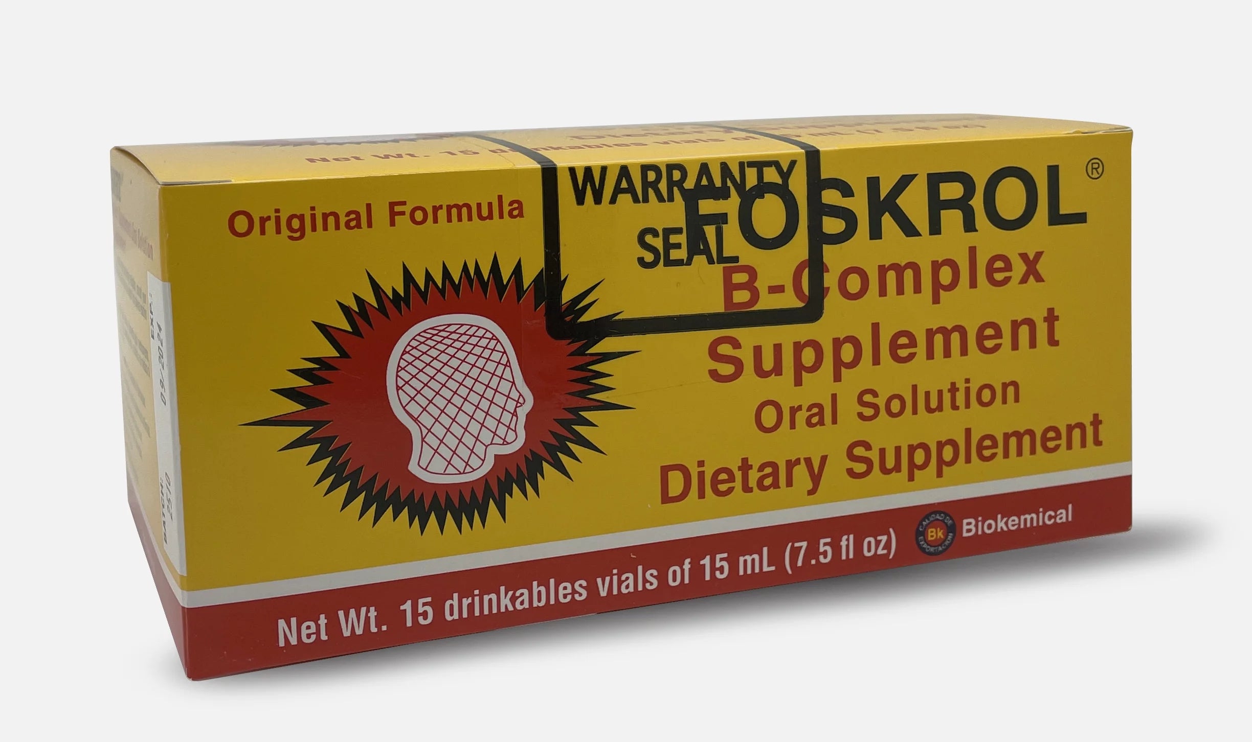 Foskrol Vitamins for Brain and Nerves 15 Ampoules 0f 15ml by biokemical