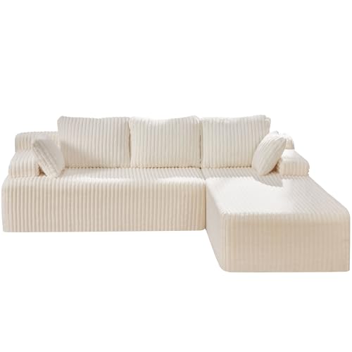 Modular Sectional Sofa L-Shape Couch with Oversized Chaise, Grey Stripe I49459