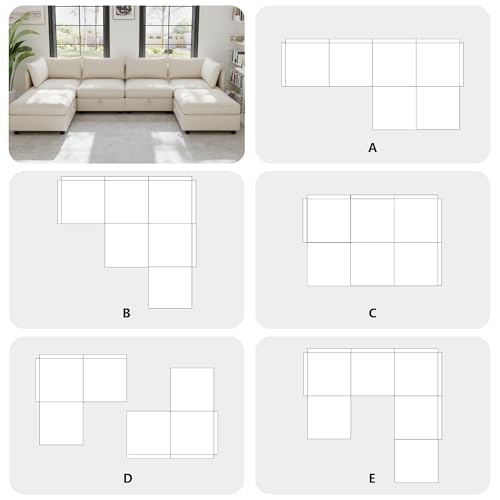Oversized Modular Sectional Sofa with Movable Ottomans, U-Shaped Chenille J2923
