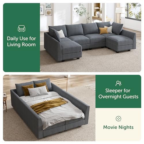 HONBAY Modular Sectional Sofa U Shaped with Storage, Grey G638