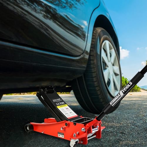 Pvillez Floor Jack, Heavy Duty Hydraulic Low Profile Steel Racing Jack, 2 Ton Capacity Blue H10635