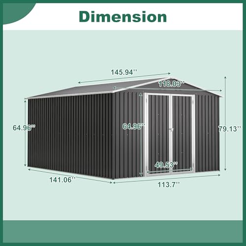 Outdoor Storage Shed 6x4 Ft, Heavy-Duty Resin Tool Shed with Lockable Doors Z7258