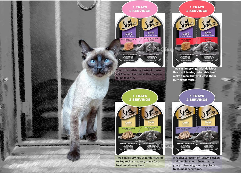 Sheba Perfect Portions Cat Food Variety Bundle with Toy and Booklet P139425
