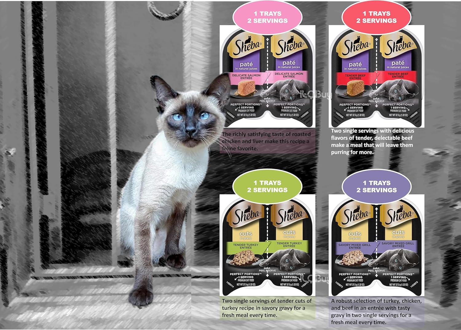 Sheba Perfect Portions Cat Food Variety Bundle with Toy and Booklet P139425
