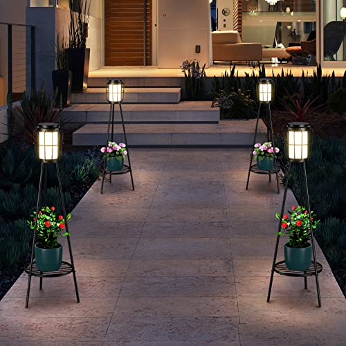 2 Pack Solar Lights Outdoor with Plant Stands - Metal Tripod Patio Decor M835880