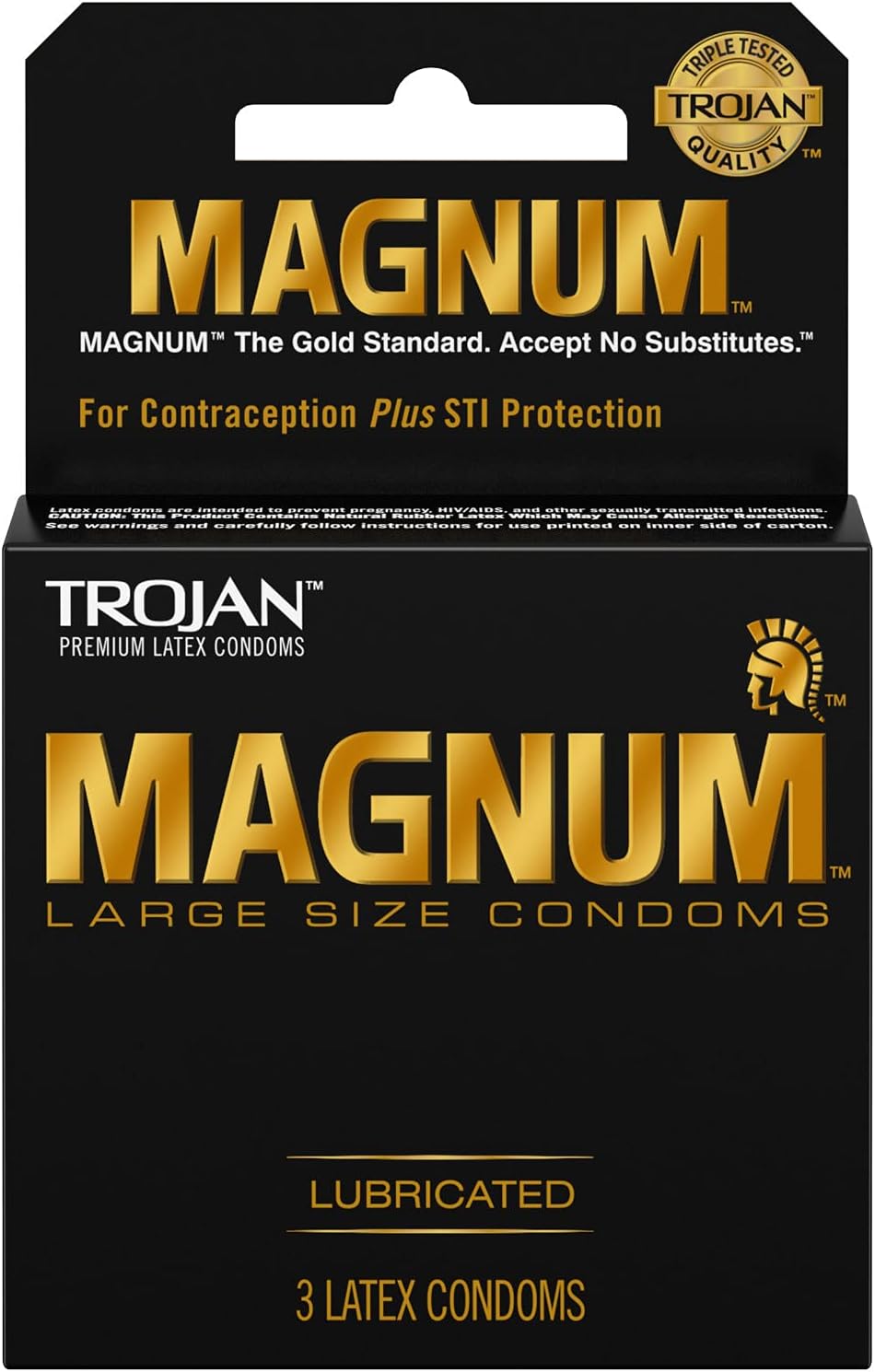 Trojan Magnum Condoms Large Lubricated Latex, 3 ct Pack of 5 R888059