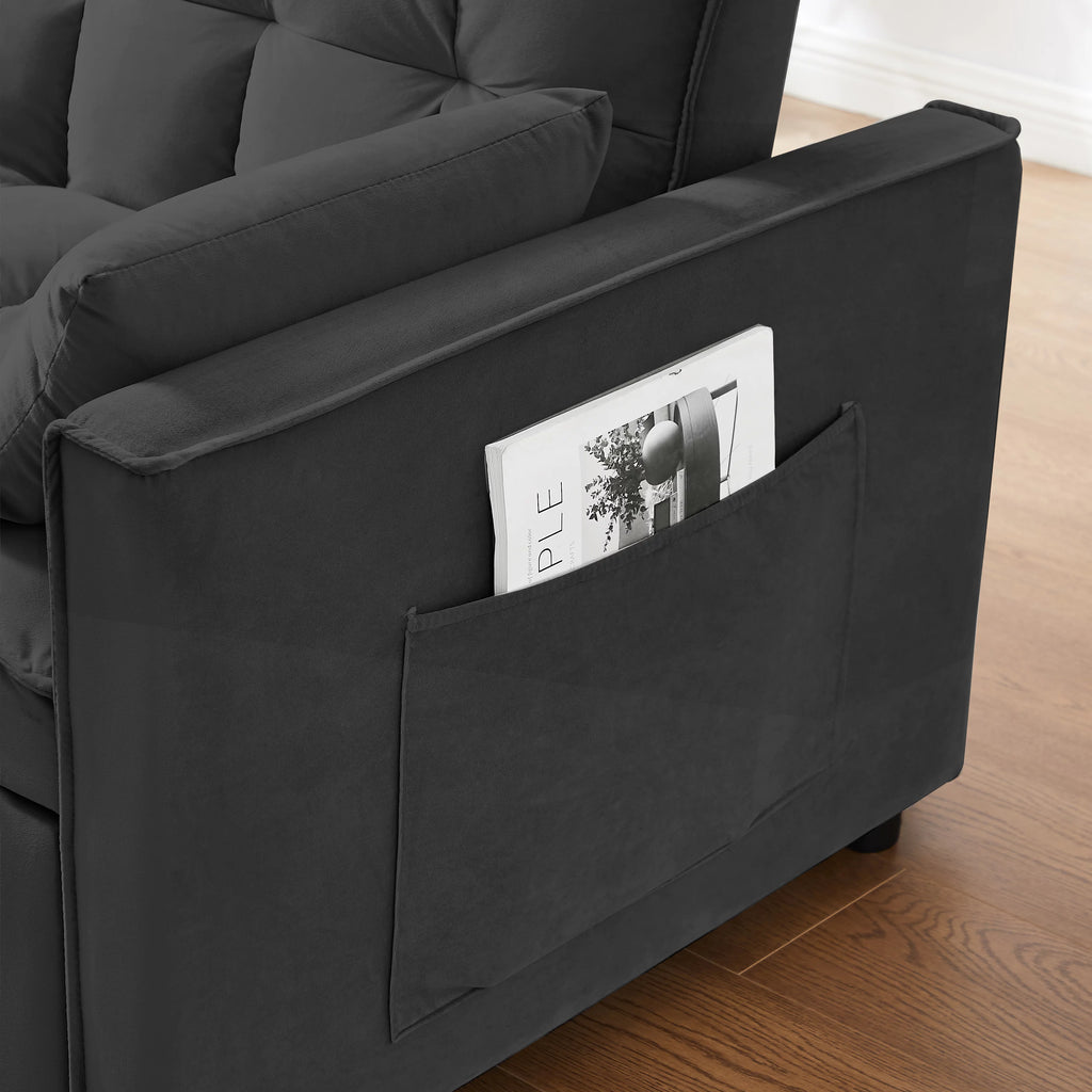Hombay Modern Velvet Pull Out Convertible Sofa Bed with Reclining Backrest E65595
