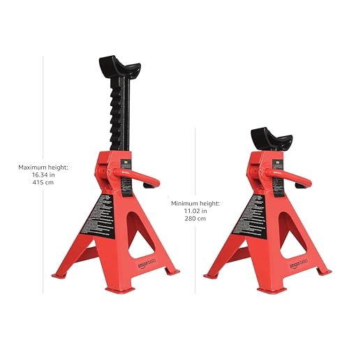 Amazon Basics Steel Jack Auto Stands 6,000 lb Capacity, 1 Pair, Black and Red U382
