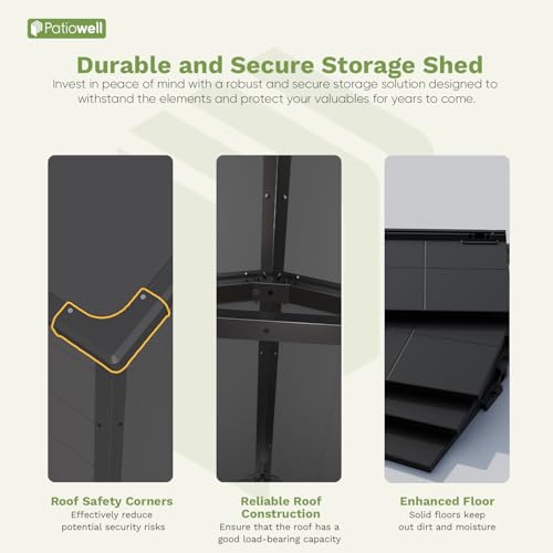 Patiowell 6 x 8 FT Plastic Outdoor Storage Shed with Floor, Dark Grey O60190