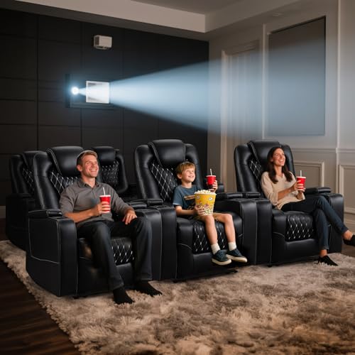 ANJ Power Recliner Chair with USB Ports and Cup Holders, PU Leather, Red R855581