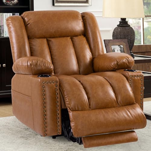 Large Power Lift Chair Recliner for Elderly with Heat and Massage, Dark Brown W500
