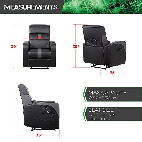 X Rocker Gamma Recliner Gaming Chair with Bluetooth Audio and Footrest, Black L57269