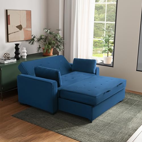 Serta Ainsley Convertible Sleeper Sofa Queen Size Navy Velvet V951