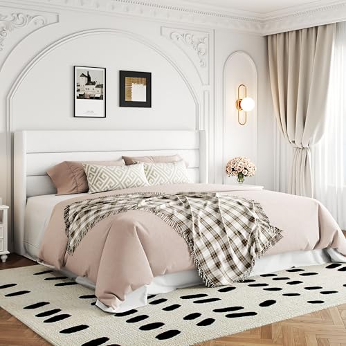 Allewie Full Size Lift Up Storage Bed with Wingback Headboard, Light Beige C85153
