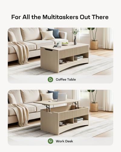 Marsail Lift Top Coffee Table with Storage, Natural Oak L27078
