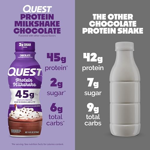 Quest Nutrition Chocolate Protein Shake, 45g Protein, 12 Count O25975