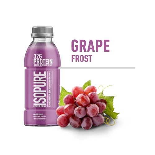 Isopure Zero Carb 32g Clear Protein Drink, Whey Protein Isolate, Blue Raspberry, 12 Pack B35019