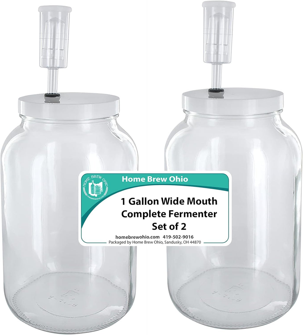 Home Brew Ohio One Gallon Glass Wide Mouth Fermenter Set of 2 Z373