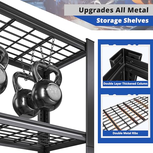 REIBII 3010LBS Storage Shelves 72" H Heavy Duty Metal 5 Tier Adjustable Shelving, Black B7978
