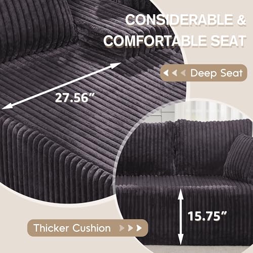 Modular Sectional Sofa L-Shape Couch with Oversized Chaise, Grey Stripe I49459
