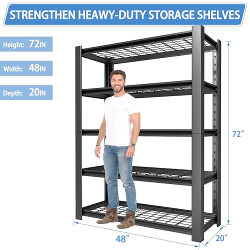 5-Tier Heavy Duty Garage Shelving Unit with Wire Shelves, 3000 LBS Capacity Metal Storage Rack V361