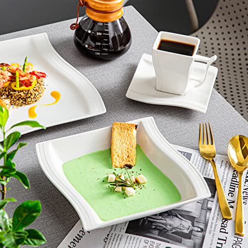 MALACASA Ivory White Porcelain Dinnerware Set, 60 Piece for 12 B171959