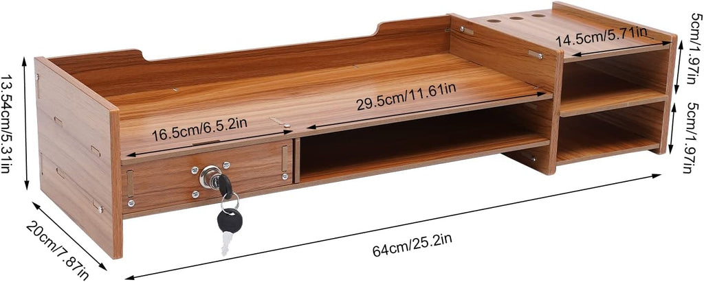 Monitor Stand Riser with Drawers, Wood Color, for Desk and Laptop M58183