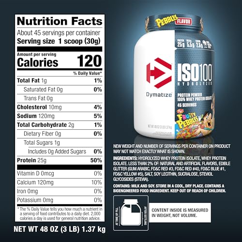 Dymatize x Fruity Pebbles ISO100 Whey Protein Powder, 25g Protein, 20 Servings N7653