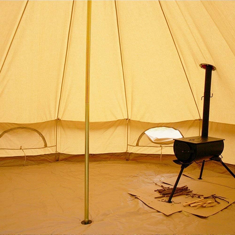 Waterproof Cotton Canvas Bell Tent with Stove Jack Hole for Family Camping C599