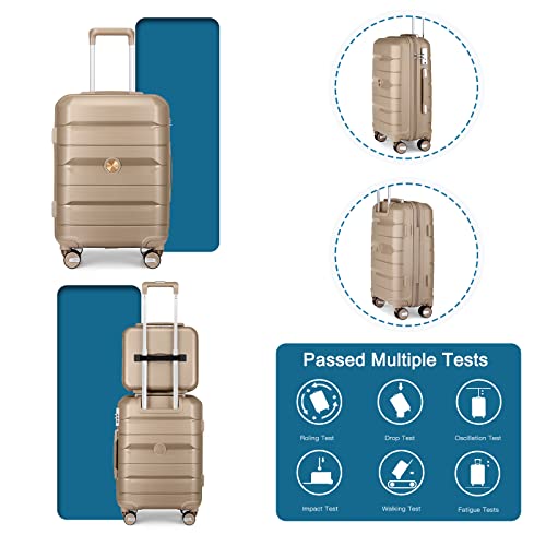 Somago 20" Carry On Luggage and 14" Mini Cosmetic Case Travel Set, Hardside Spinner Suitcase with TSA Lock, Ice Blue X216