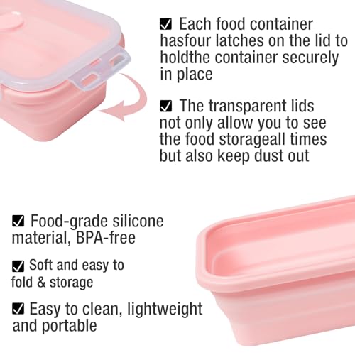 4 Pieces Collapsible Food Storage Containers with Airtight Lids, Green R5428