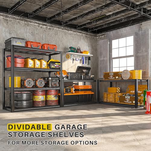 REIBII 40" W Garage Shelving 4-Tier Heavy Duty Adjustable Metal Shelves G342