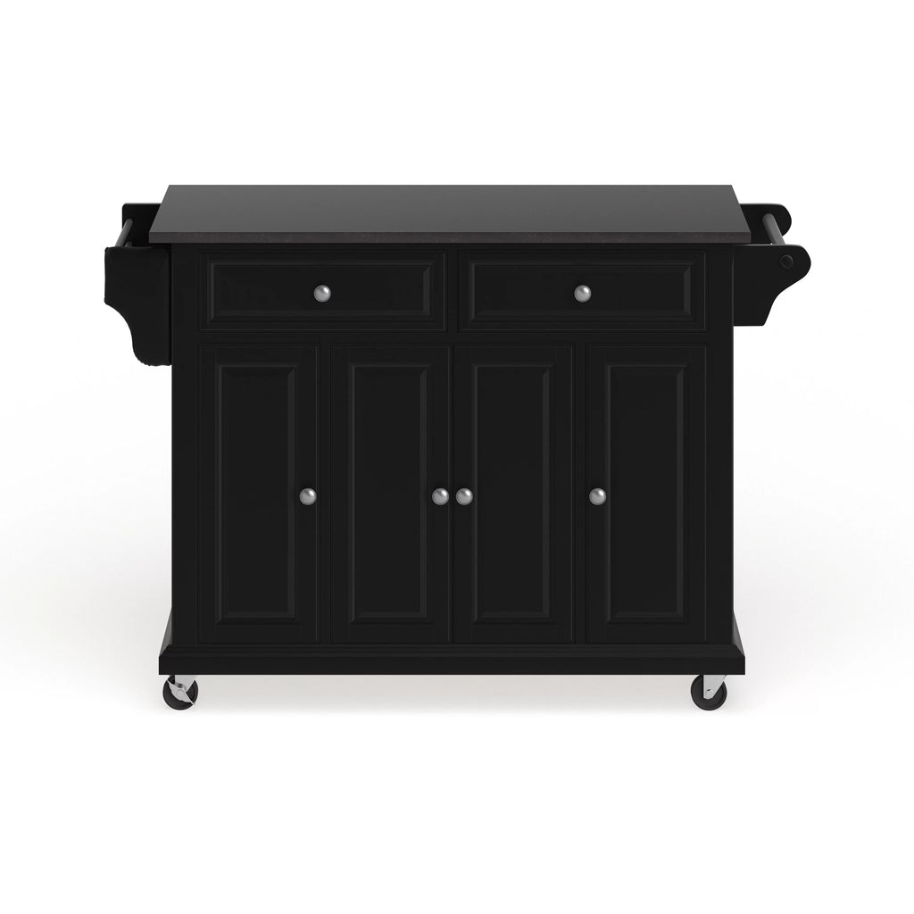Crosley Furniture Black Wood Kitchen Cart with Solid Granite Top O708